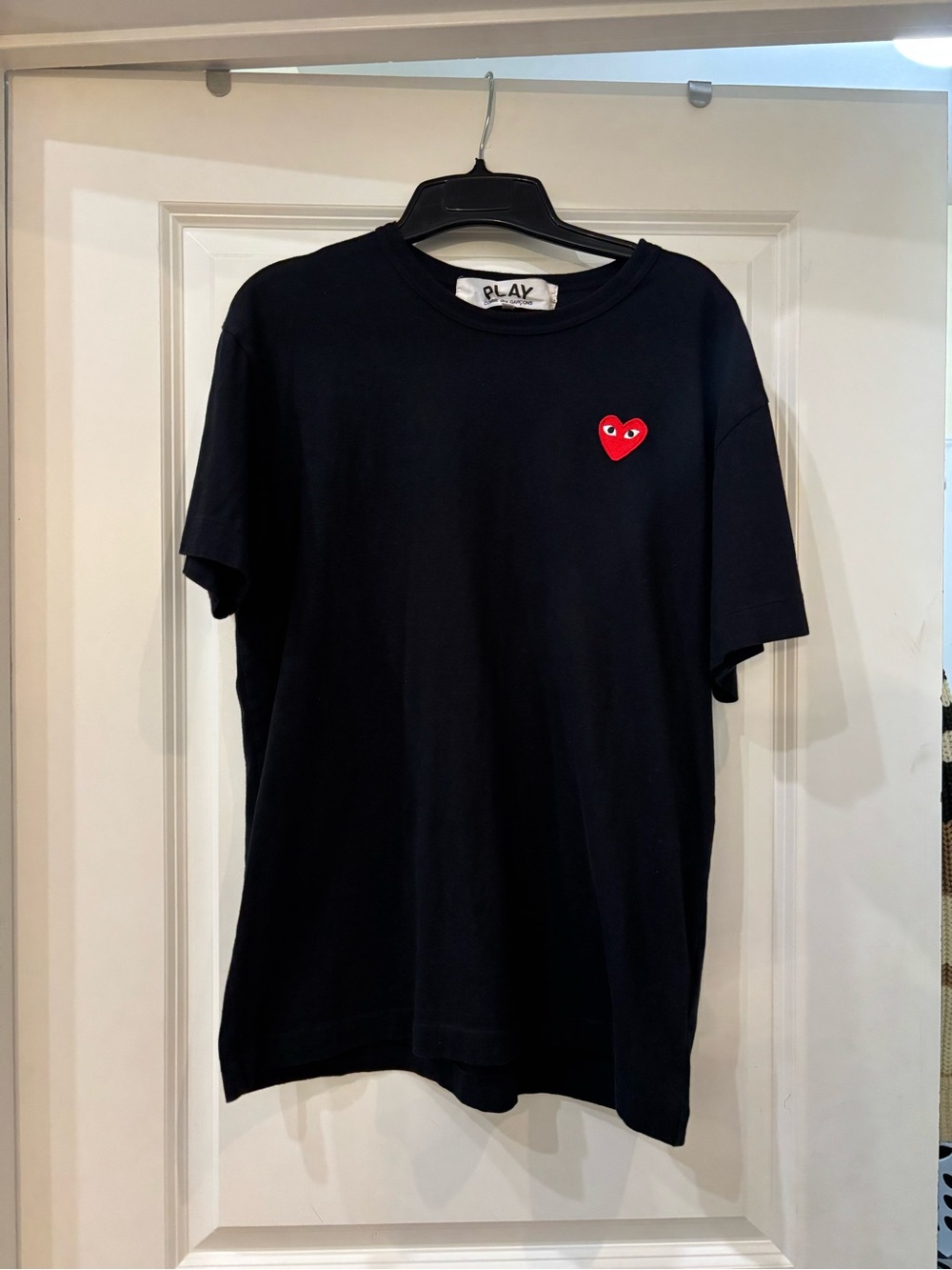 Comme des Garçons PLAY Black Tee with Red Heart Patch